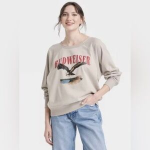 Budweiser King of Beers Eagle Logo crewneck sweatshirt Beige Women’s XL Graphic